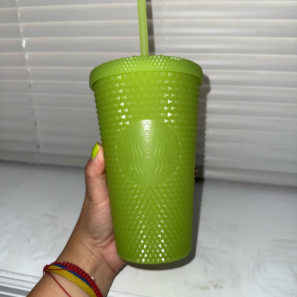 Starbucks Lime Green Studded Cup with Straw